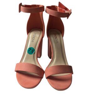 Soda Coral Ankle Strap Round Toe Block Heel Sandals Size 7.5